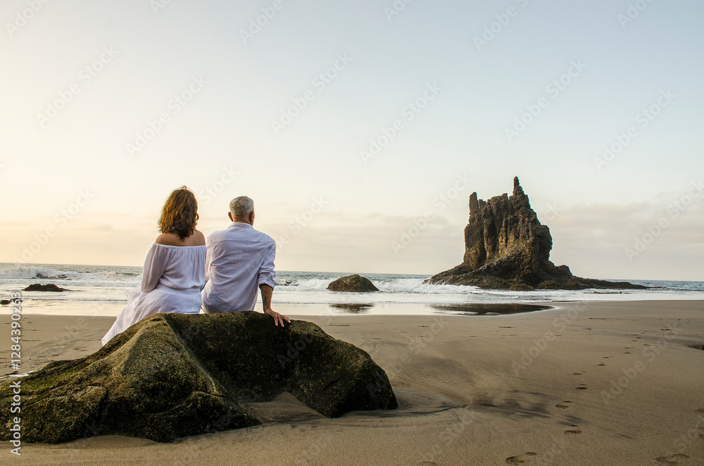 Sunset beach with couple hetero wedding Sunset beach with couple hetero wedding