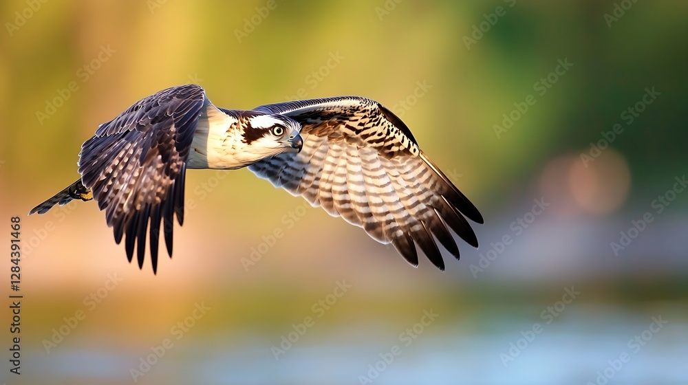 Fototapeta premium Majestic osprey in flight with wings extended showcasing nature's beauty : Generative AI