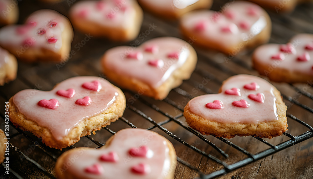 Glazed heart shaped cookies for Valentine's day - delicious homemade natural organic pastry, baking with love for Valentine's day Glazed heart shaped cookies for Valentine's day - delicious homemade natural organic pastry, baking with love for Valentine's day