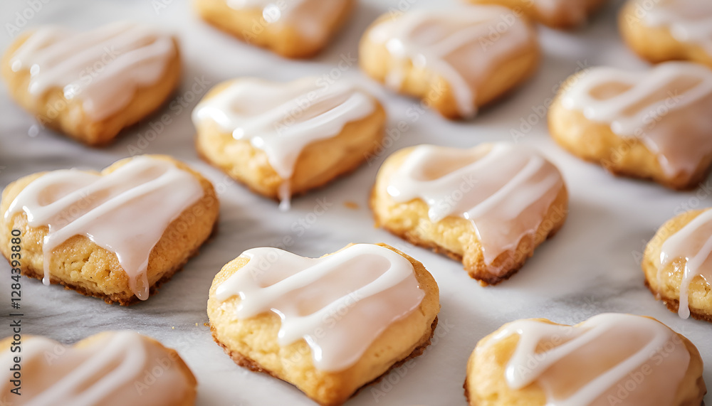 Glazed heart shaped cookies for Valentine's day - delicious homemade natural organic pastry, baking with love for Valentine's day Glazed heart shaped cookies for Valentine's day - delicious homemade natural organic pastry, baking with love for Valentine's day