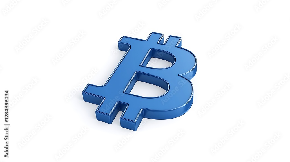 Fototapeta premium Blue Bitcoin Symbol: A 3D Rendered Digital Illustration AI Generated