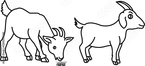 Goat icon, silhouette symbol design. Goat, sheep, lamb line art, Domestic. Vector illustration.