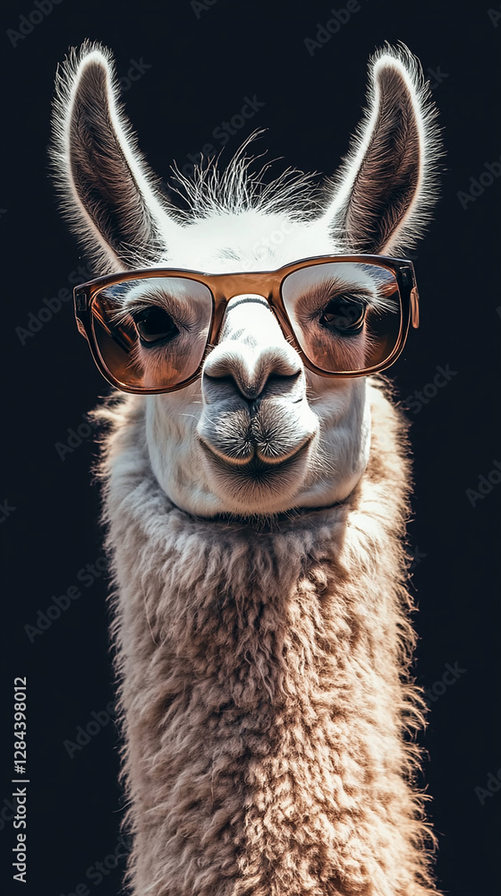 Obraz premium A llama wears sunglasses.
