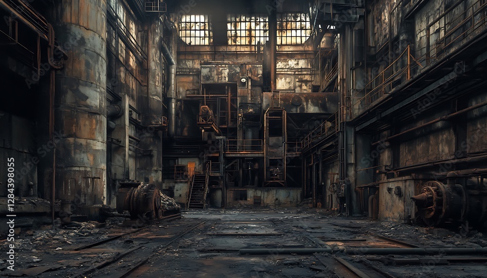 ruins of a very heavily polluted industrial factory, place was known as one of the most polluted town ruins of a very heavily polluted industrial factory, place was known as one of the most polluted town