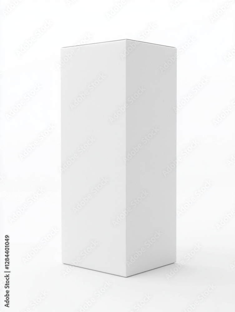 Blank White Product Packaging Box Mockup Tall Rectangular Design Template for Branding Presentation Isolated on White Background Studio Shot Clean Minimalist Style Perfect for Advertising and Blank White Product Packaging Box Mockup Tall Rectangular Design Template for Branding Presentation Isolated on White Background Studio Shot Clean Minimalist Style Perfect for Advertising and
