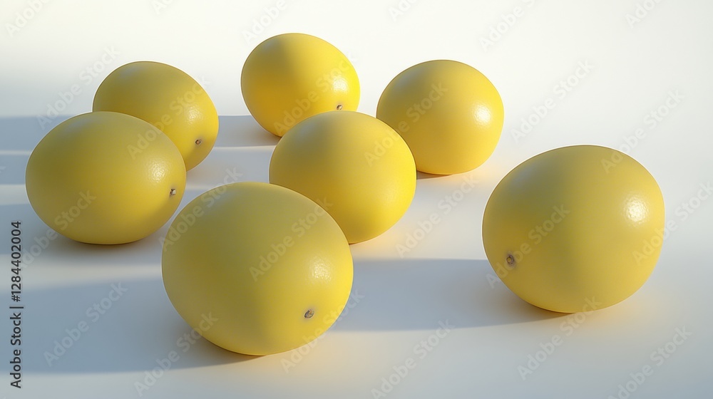 Cluster of Fresh Yellow Lemons on a Light Background Highlighting Their Natural Shine and Texture Cluster of Fresh Yellow Lemons on a Light Background Highlighting Their Natural Shine and Texture