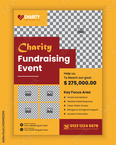 Editable Charity and donation a4-size flyer design Template or fundraiser poster design, old care nursing home advertising poster, leaflet, and handbill template