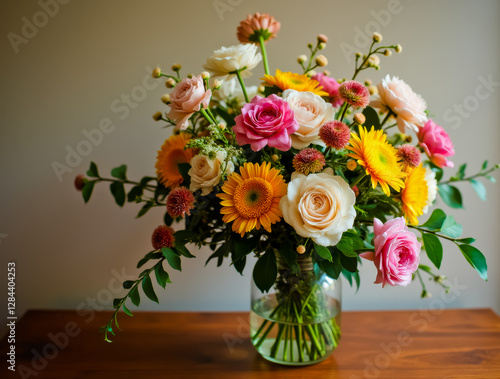 Wallpaper Mural A vase of flowers with orange and pink flowers in it Torontodigital.ca