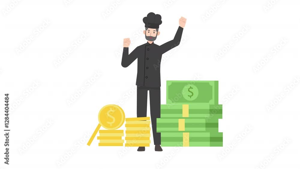 chef holding money bill cartoon animation
chef holding money bill cartoon animation
