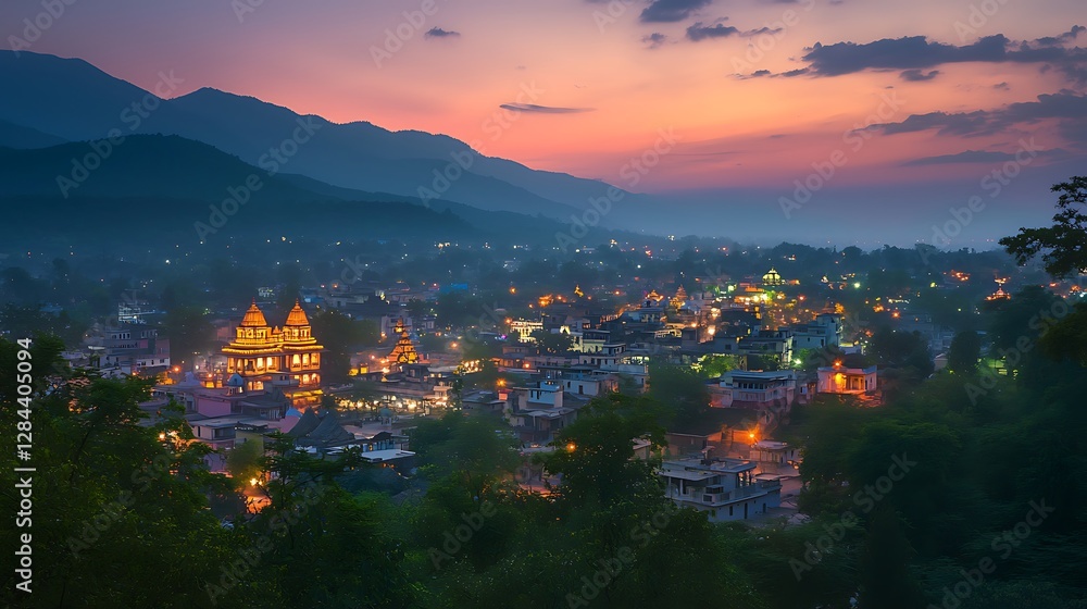 Fototapeta premium Beautiful view of the temple area in the evening