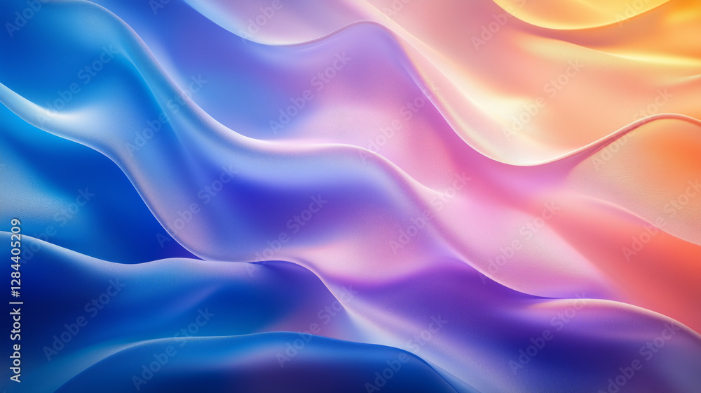 Fototapeta premium Abstract Flowing Fabric: Captivating waves of vibrant hues swirl and cascade across the canvas, creating a sense of movement and visual delight.