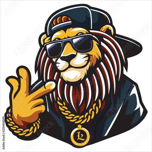 hip Hop lion vector, Hip hop lion logo,Rapper Lion Illustration 