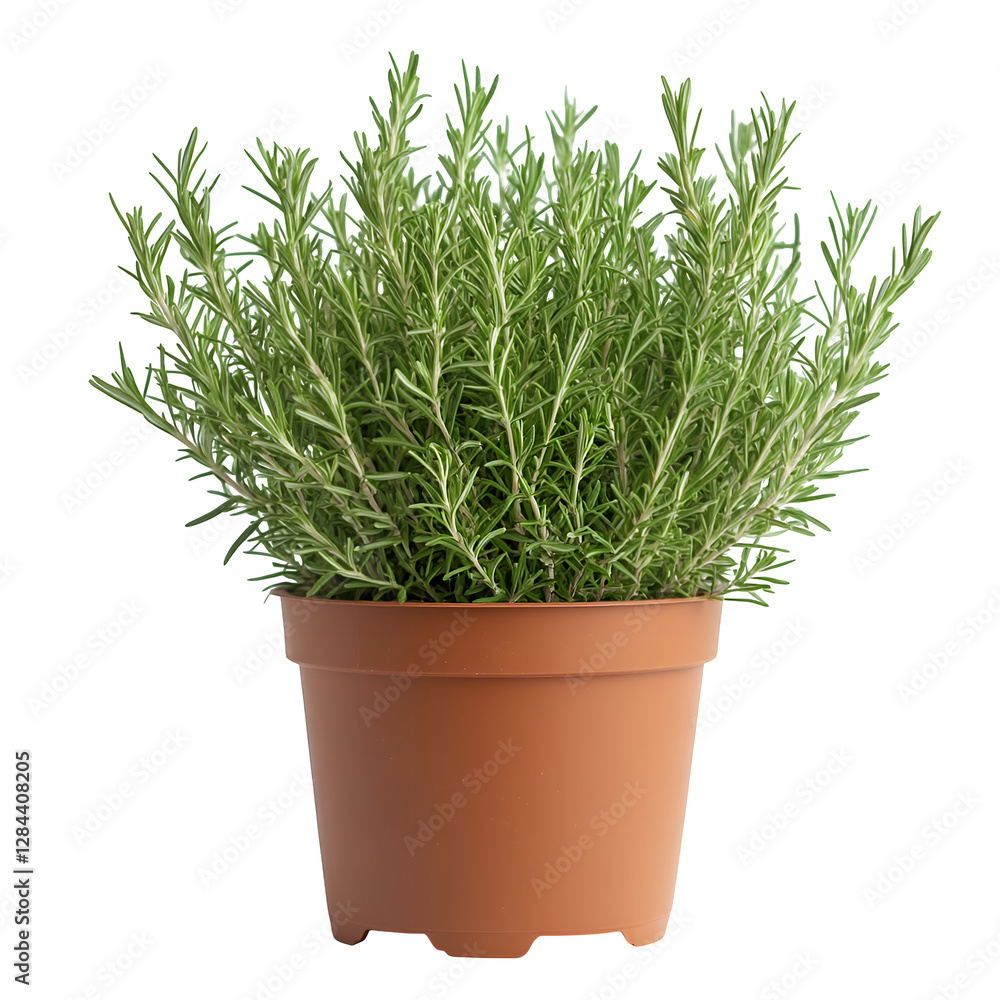 A Flourishing Potted Rosemary Plant with Fragrant Leaves Isolated on Transparent Background A Flourishing Potted Rosemary Plant with Fragrant Leaves Isolated on Transparent Background