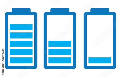 Battery icons set. Battery charge level indicators icons set. Discharged and fully charged battery. level battery energy. Vector illustration
