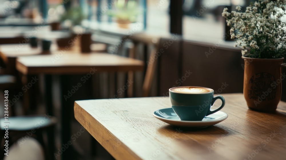Moderate drinking with a cup of coffee at a rustic café. Featuring mindfulness and relaxation Moderate drinking with a cup of coffee at a rustic café. Featuring mindfulness and relaxation
