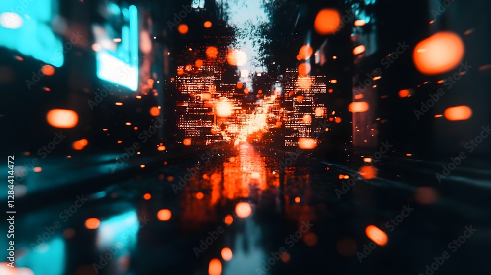 Fototapeta premium Dynamic Abstract Lighting and Bokeh Effects in an Urban Night Scene with Vibrant Colors