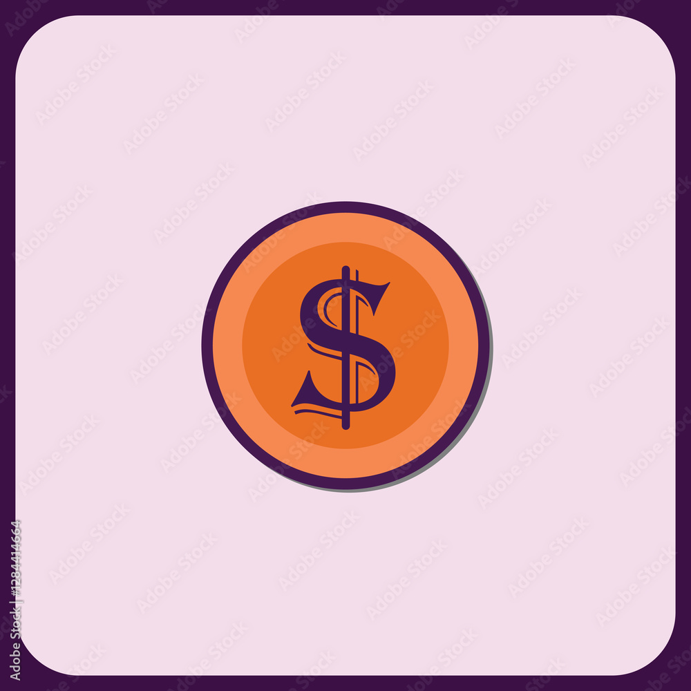 Stylized Dollar Coin Icon Design Element Stylized Dollar Coin Icon Design Element