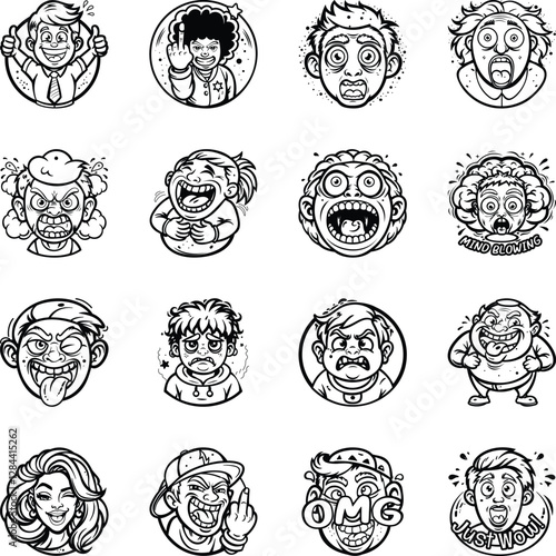 Set of Moods Glyph Style Stickers 