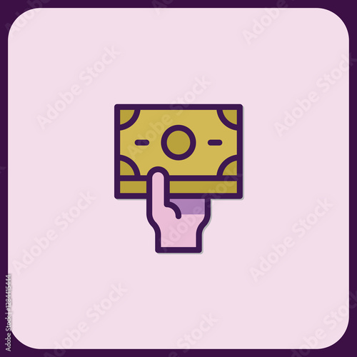 Hand Holding Cash Icon: Financial Transaction Symbol