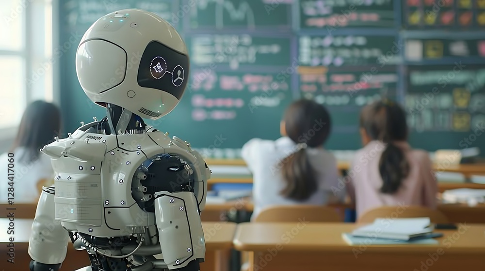 Fototapeta premium A teacher using AI to analyze student performance and offer personalized learning pathways.