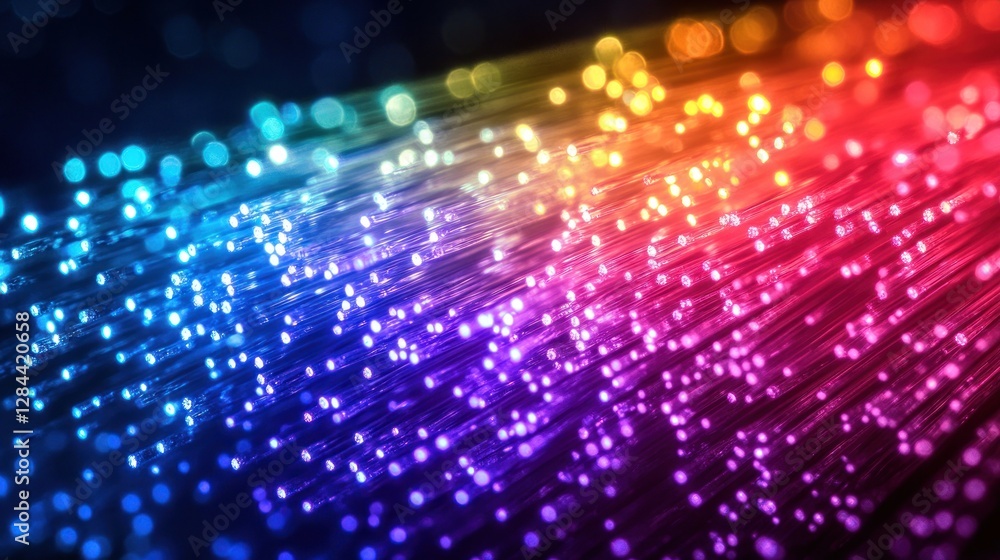 Obraz premium Colorful fiber optic cables glowing in the dark