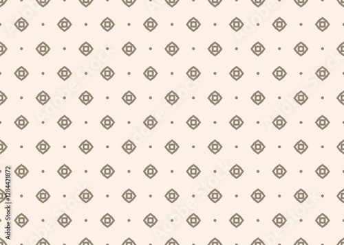 seamless pattern with small diamonds. Beige minimalistic background with dots and rhombus for textile, linen, shirts, blouses, scarf, silk. Subtle simple geometric backdrop
