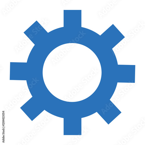 Gear icon in bright blue representing settings or configurations, often used for system adjustments and technical control