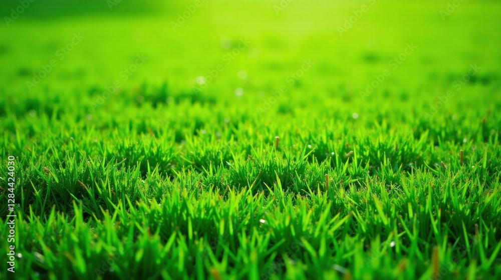 Vibrant Green Grass Blades Close Up, Showing Lush Texture and Natural Sunlight Illumination Vibrant Green Grass Blades Close Up, Showing Lush Texture and Natural Sunlight Illumination