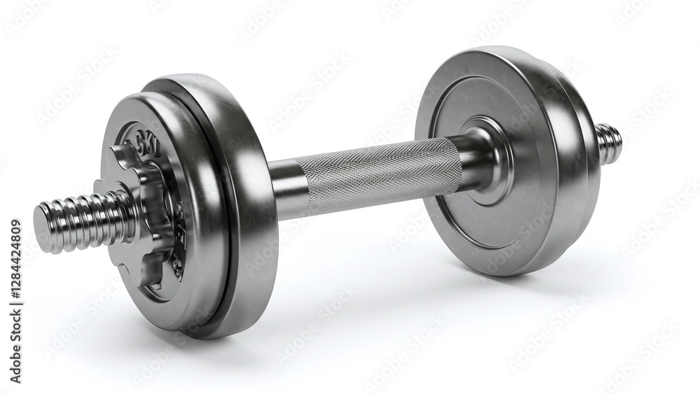 Single Silver Dumbbell Isolated on White Background Single Silver Dumbbell Isolated on White Background