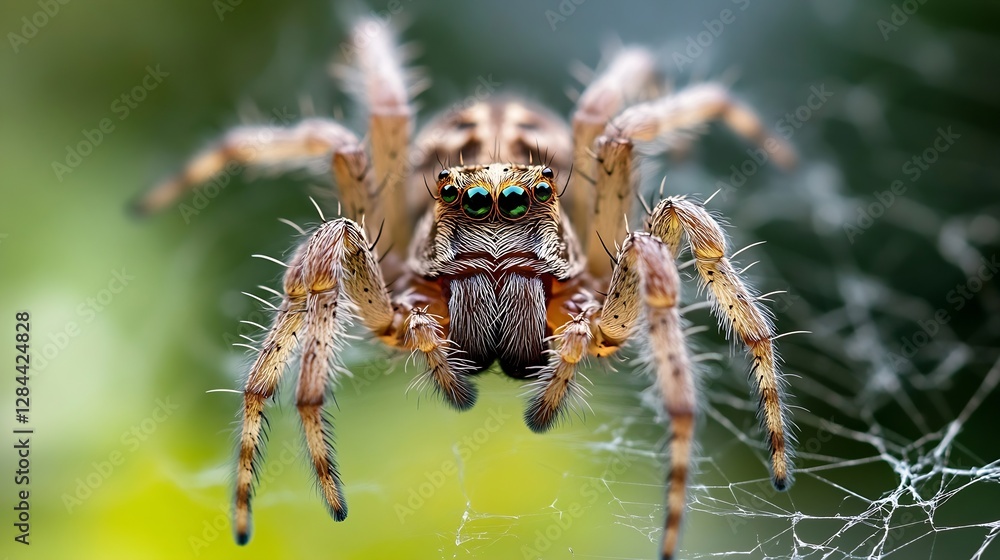 CloseUp of a Beautiful Spider on Its Web in Nature Captured with High Detail : Generative AI CloseUp of a Beautiful Spider on Its Web in Nature Captured with High Detail : Generative AI