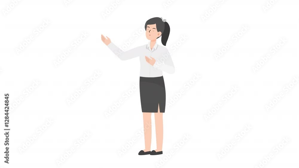Woman is standing and giving a lecture cartoon animation
Woman is standing and giving a lecture cartoon animation