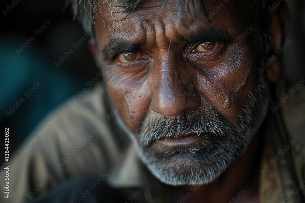 A man with a beard and a mustache is looking at the camera A man with a beard and a mustache is looking at the camera