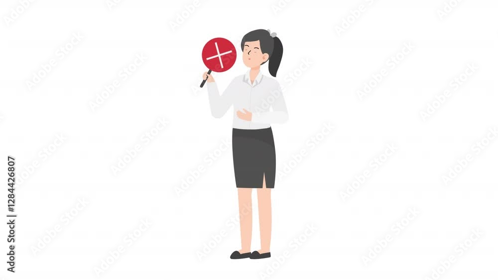 Woman standing holding wrong sign cartoon animation
Woman standing holding wrong sign cartoon animation