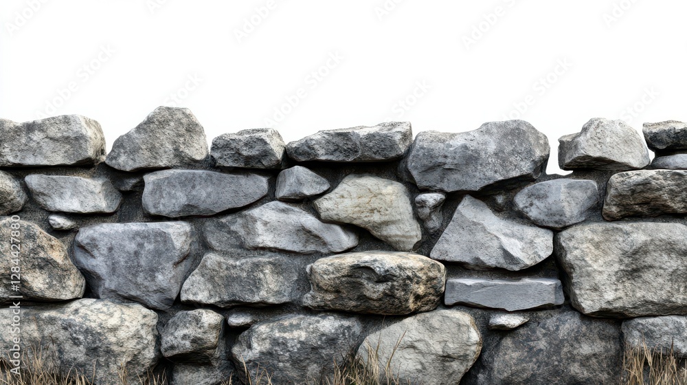 Stone wall with large rocks against clear sky Stone wall with large rocks against clear sky