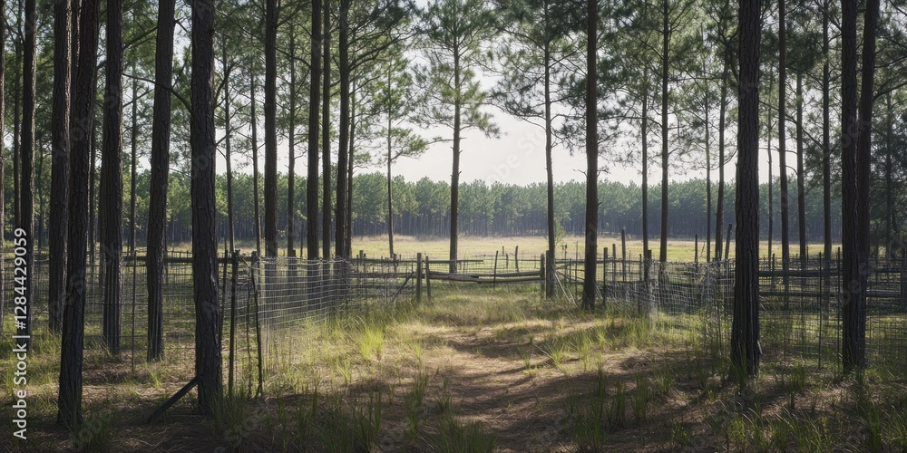 Fototapeta premium Serene Path Through a Pine Forest