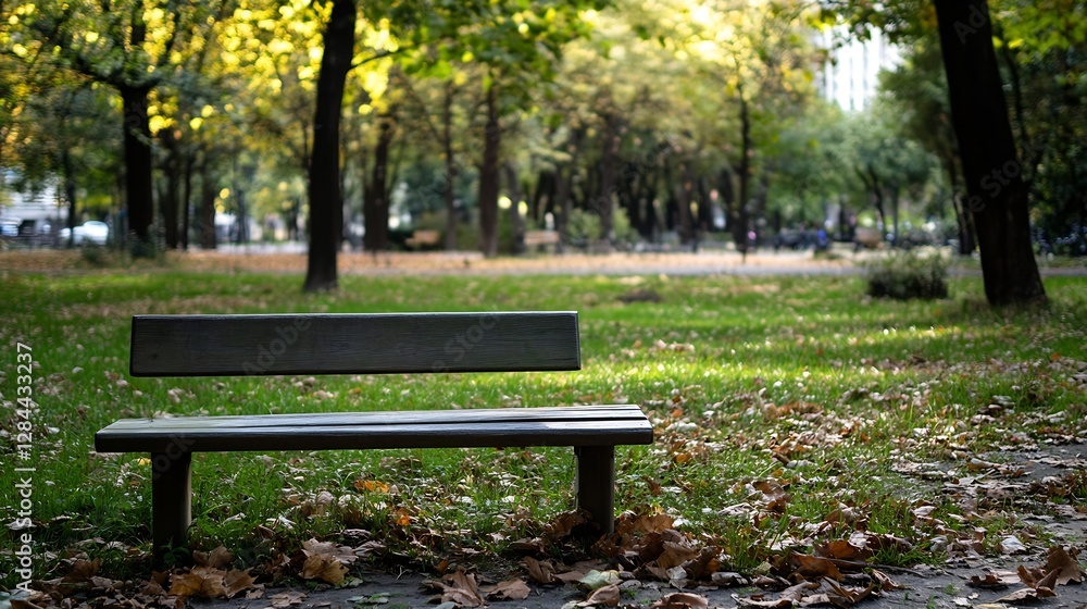 Serene park bench surrounded by vibrant autumn foliage in a tranquil setting : Generative AI Serene park bench surrounded by vibrant autumn foliage in a tranquil setting : Generative AI