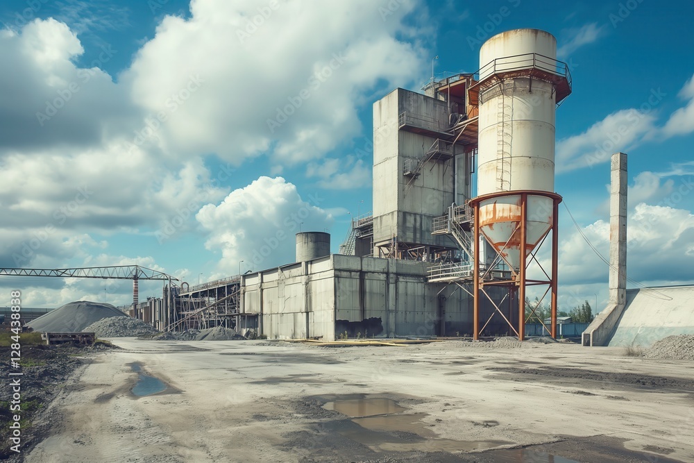 Obraz premium Concrete batching plant operations industrial site photography urban landscape