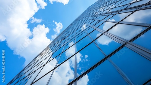 Wallpaper Mural Stunning Reflection of a Modern Glass Skyscraper Highlighting the Blue Sky and Beautiful Clouds : Generative AI Torontodigital.ca