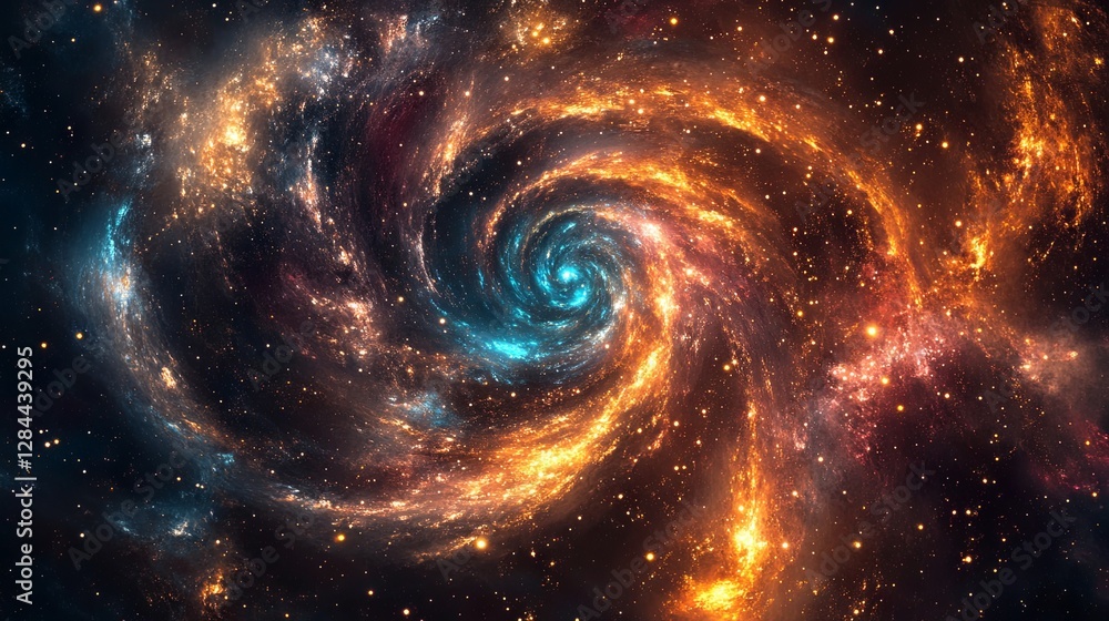 Fototapeta premium Colorful vortex energy and cosmic galaxy spiral waves