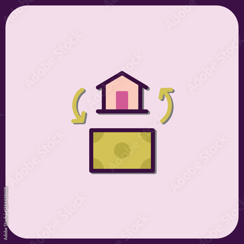 House Financing Icon: Home Purchase and Loan Process