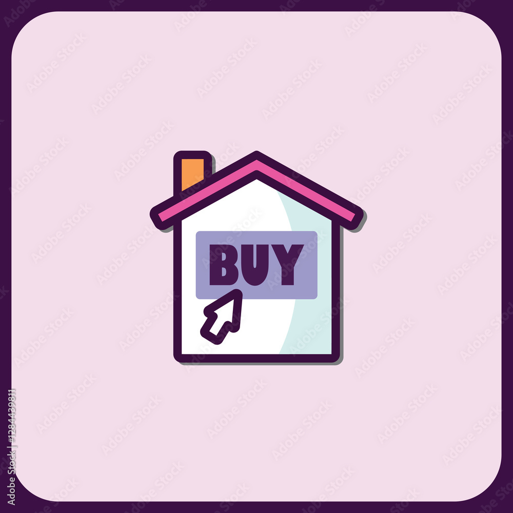 Online House Purchase Icon: Click to Buy Home Online House Purchase Icon: Click to Buy Home