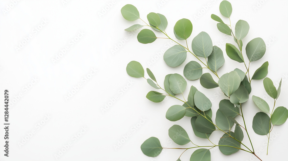 Elegant Eucalyptus Branches on White Background for Versatile Themes