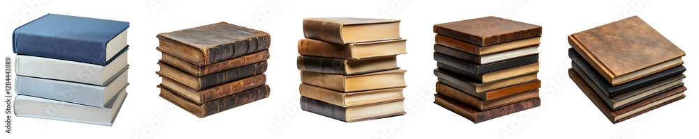Set, Group of Stacked book Isolated on Transparent Background PNG Image. Set, Group of Stacked book Isolated on Transparent Background PNG Image.