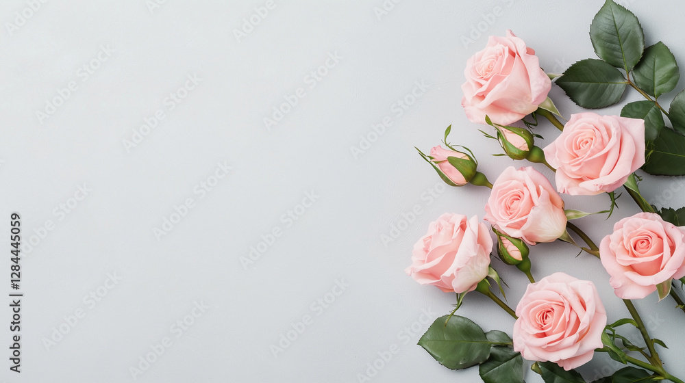 Elegant Pink Rose Arrangement on Gray Background Elegant Pink Rose Arrangement on Gray Background