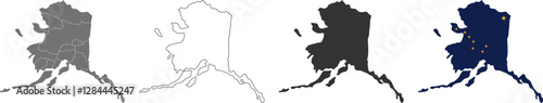Alaska state of USA. Alaska flag and territory. States of America territory on white background. Separate states. Vector illustration
