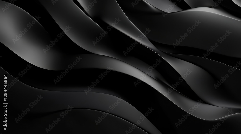 Fototapeta premium Abstract black waves create a smooth, fluid pattern with a modern aesthetic.