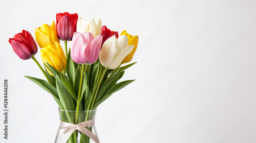 Vibrant Tulip Bouquet in Glass Vase for Celebrations Vibrant Tulip Bouquet in Glass Vase for Celebrations