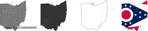 Ohio state of USA. Ohio flag and territory. States of America territory on white background. Separate states. Vector illustration