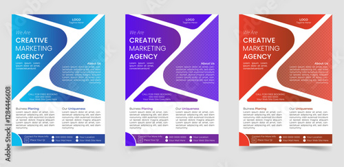 Modern Corporate Flyer Design for Business Marketing. With Three Colors