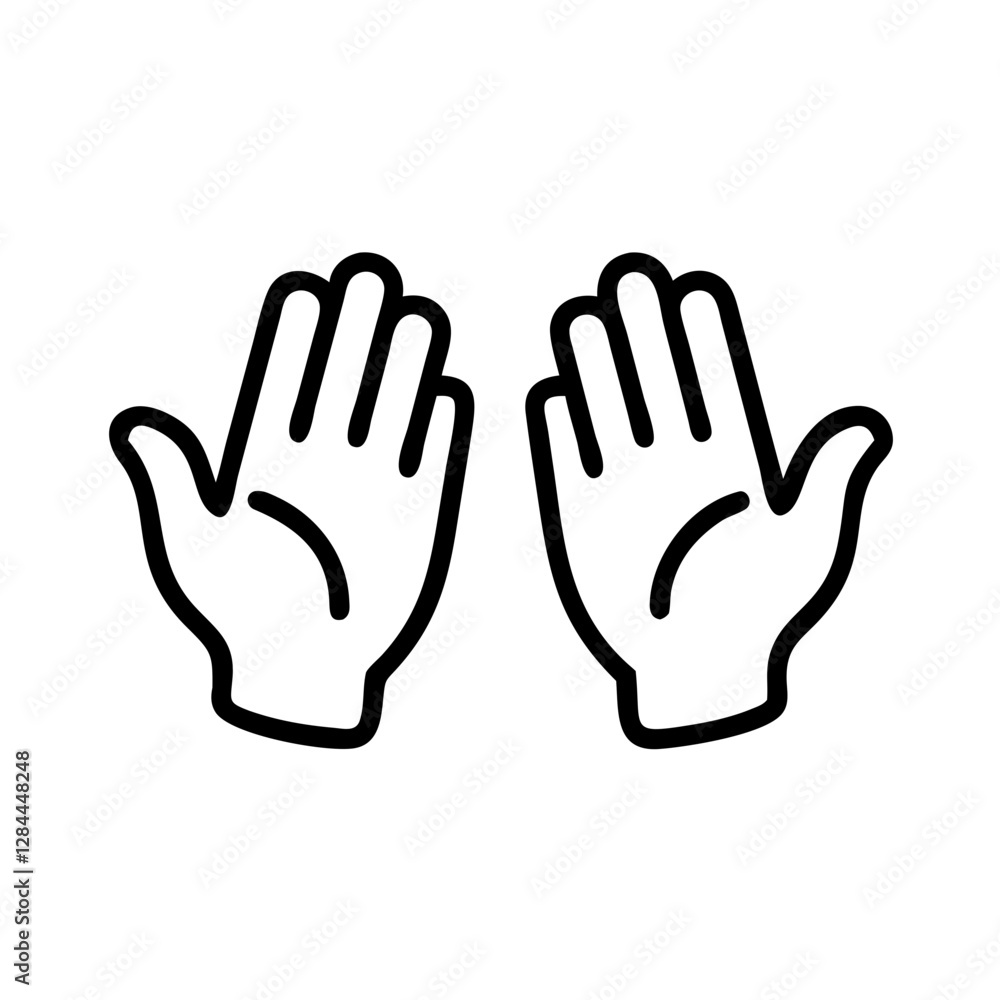 Hands showing greeting gesture on plain background, communication symbol Hands showing greeting gesture on plain background, communication symbol